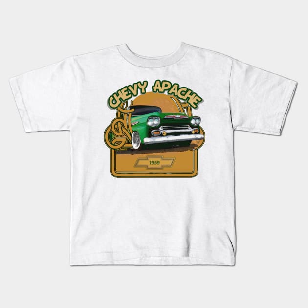 1959 Chevy Apache Pickup Truck Kids T-Shirt by Wilcox PhotoArt